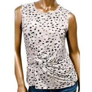 DKNY size Medium Sleeveless Gathered Animal Print‎ Stretchy Blouse